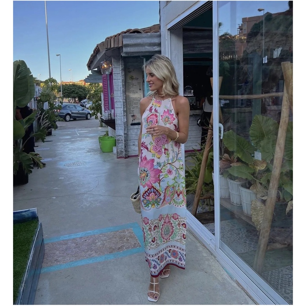 NWT ZARA BLOGGER FAVE FLOWING PRINTED MAXI DRESS - Picture 4 of 17